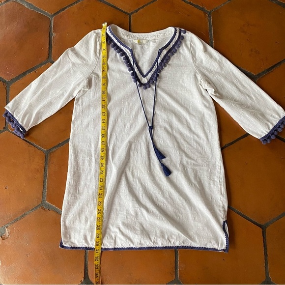 Boden Womens Pompom Dress Cover Up SZ 8 Preppy Boho Beach Pool Party Tunic - Picture 6 of 8